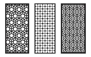 Decorative black patterns with white background, geometric, islamic and floral template for cnc laser cutting vector