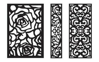 Decorative black patterns with white background, geometric, islamic and floral template for cnc laser cutting vector