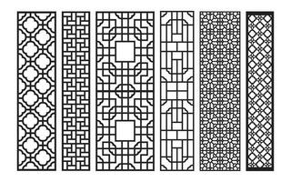 Black patterns with white background, Islamic vectors with floral panels for CNC laser cutting