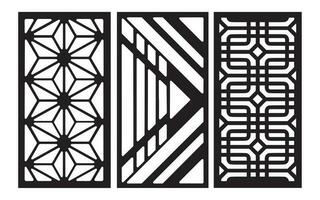 Decorative black patterns with white background, geometric, islamic and floral template for cnc laser cutting vector