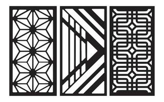 Decorative black patterns with white background, geometric, islamic and floral template for cnc laser cutting vector