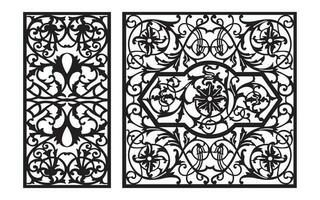 Decorative black patterns with white background, geometric, islamic and floral template for cnc laser cutting vector