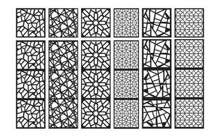 decorativo negro patrones con blanco fondo, geométrico, islámico y floral modelo para cnc láser corte vector