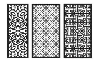 Decorative black patterns with white background, geometric, islamic and floral template for cnc laser cutting vector