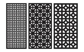 Decorative black patterns with white background, geometric, islamic and floral template for cnc laser cutting vector