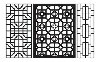 Black patterns with white background, Islamic vectors with floral panels for CNC laser cutting