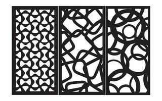 Decorative black patterns with white background, geometric, islamic and floral template for cnc laser cutting vector