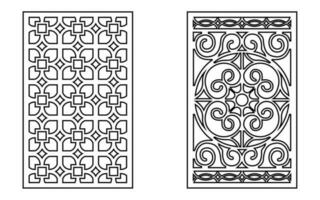 Decorative black patterns with white background, geometric, islamic and floral template for cnc laser cutting vector