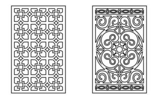 Decorative black patterns with white background, geometric, islamic and floral template for cnc laser cutting vector