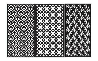 Decorative black patterns with white background, geometric, islamic and floral template for cnc laser cutting vector