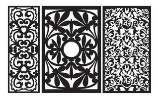 Black patterns with white background, Islamic vectors with floral panels for CNC laser cutting