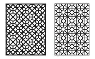 Decorative black patterns with white background, geometric, islamic and floral template for cnc laser cutting vector