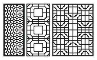 decorativo negro patrones con blanco fondo, geométrico, islámico y floral modelo para cnc láser corte vector