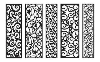 Black patterns with white background, Islamic vectors with floral panels for CNC laser cutting