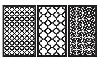 Decorative black patterns with white background, geometric, islamic and floral template for cnc laser cutting vector