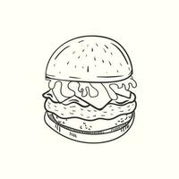 hamburguesa vector ilustración. hamburguesa mano dibujado contorno diseño