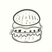 Hand-drawn burger outline illustration. Burger fast food vector