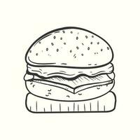 Burger vector illustration. Burger hand drawn outline design