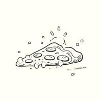 Hand drawn pizza slice icon illustration in doodle style vector