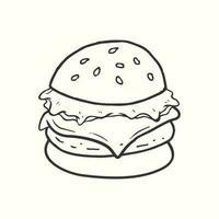 mano dibujado hamburguesa vector ilustración en garabatear estilo