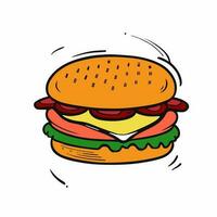 Cute hand-drawn doodle burger icon illustration vector