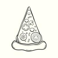 Hand drawn pizza slice in cartoon style illustration vector