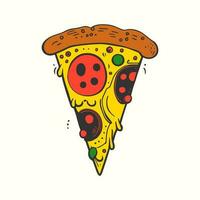 Pizza slice vector icon illustration