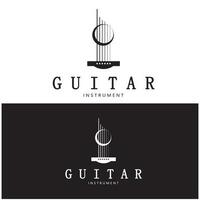 Simple musical guitar instrument logo, for guitar shop, music instrument store, orchestra, guitar lessons, apps, games, music studio, vector