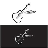 Simple musical guitar instrument logo, for guitar shop, music instrument store, orchestra, guitar lessons, apps, games, music studio, vector