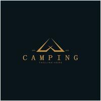 vintage and retro tent logo, camping. With tent, tree and bonfire sign. adventurers, scouts, climbers, camping equipment center vector