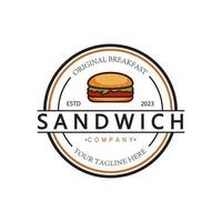 homemade sandwich logo illustration.for sandwich shop,fast food,burger,hot dog ,vector vector