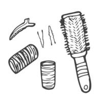 Set of hair styling tools. Vector hand drawn hair styling collection.