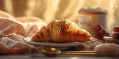 . . Fresh baked golden tasty traditional croissant. Graphic Art photo