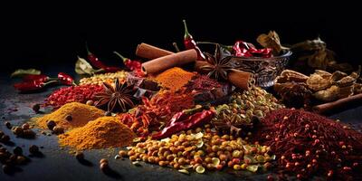 . . Set of different indian spices for meny food tasty. Graphic Art photo