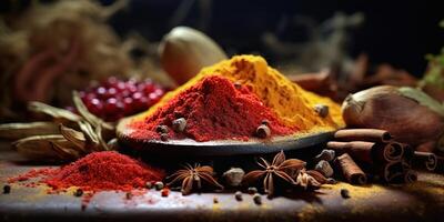 . . Set of different indian spices for meny food tasty. Graphic Art photo