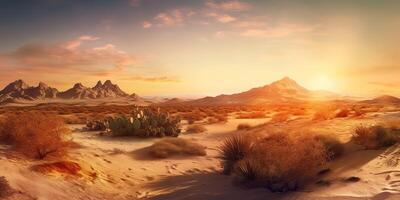 ai generado. ai generativo. foto ilustración de mexicano Desierto con cactus. gráfico Arte