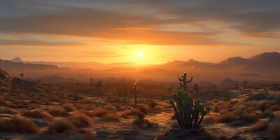 . . Photo illustration of mexican desert with cactus. Graphic Art