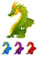 Colored Dragons on the white background. Symbol New Year 2024 vector