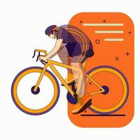 Cyclists man in road bicycle racing flat design vector