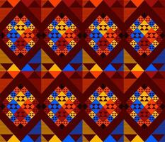 Emblem ethnic folk geometric seamless pattern in multi color vector
