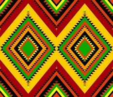 Emblem ethnic folk geometric seamless pattern in bright color vector