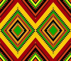 Emblem ethnic folk geometric seamless pattern in bright color vector