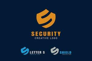 Shield and letter S combination logo. Simple vector design editable