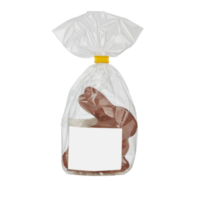 Chocolate rabbit in a plastic bag isolated transparent background png