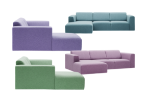 sofa set with various options isolated on transparent background png