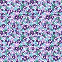 Fantasy seamless floral pattern with blue, azure, tsman, lavender flowers and leaves. Elegant template for fashion vector