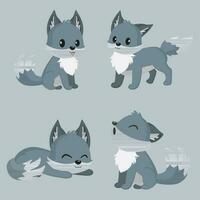 Cute Collection of Wolves vector