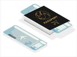 pasaporte y un boleto en eso vector