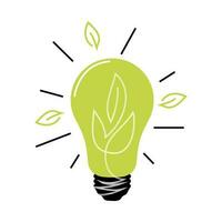 Green energy, light bulb with plant inside as a symbol of environmental friendly sources of energy, vector illustration, thin line style, ecology concept