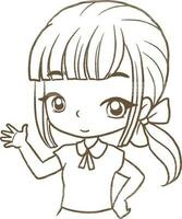 school girl cartoon doodle kawaii anime coloring page cute illustration drawing character chibi manga comic vector